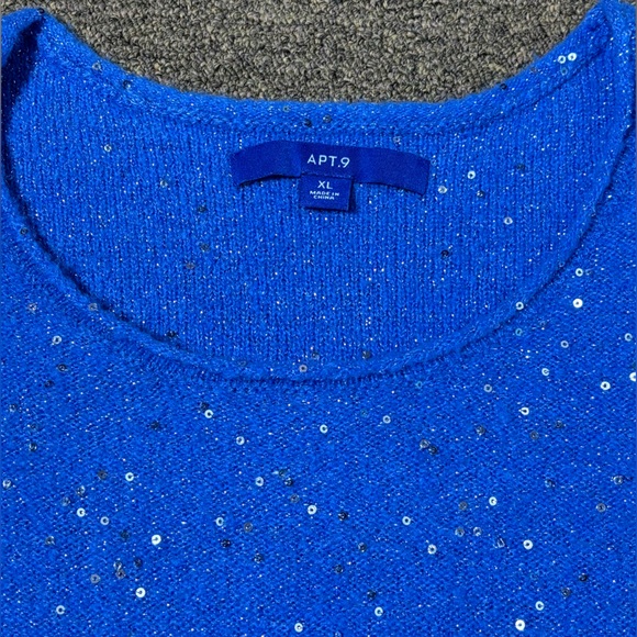 Apt. 9 HOLIDAY Shimmering Blue Pullover Sweater size XL - Picture 5 of 8